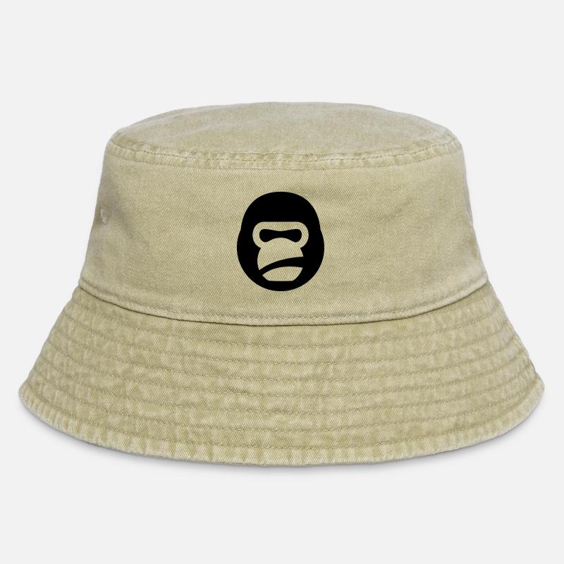 Gorilla Kettlebell – Gym Beast Logo - Vintage Bucket Hat - Vintage Beige