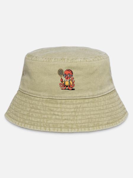 Nerdiger Tennis Oktopus Mit Brille - Vintage Bucket Hat - Vintage Beige