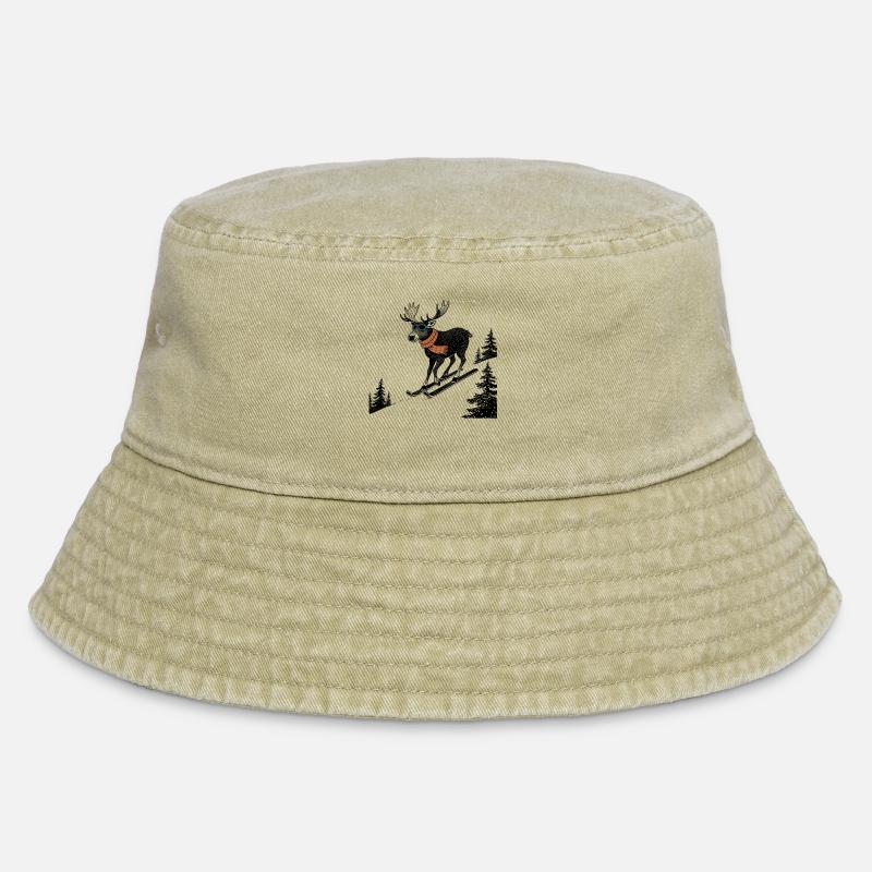 Slopes Moose - Vintage Bucket Hat - vintage beige