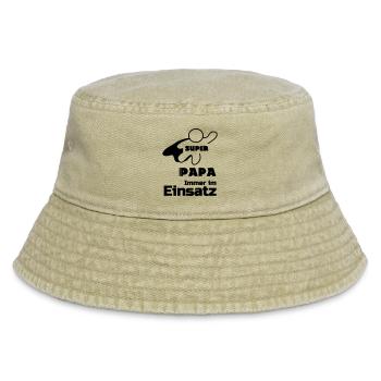 Super Papa Vater Familie Sprüche Vatertag Geschenk - Vintage Bucket Hat - Vintage Beige - Vorne