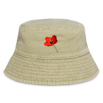 Red poppy seed - Vintage Bucket Hat - vintage beige - Front