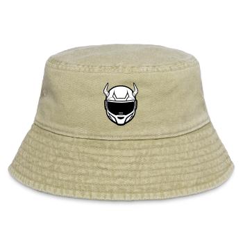 Motocross Motorradhelm mit zwei Hörnern - Vintage Bucket Hat - Vintage Beige - Vorne