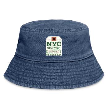 NYC Fetter Passstempel - Vintage Bucket Hat - Vintage Denim - Vorne