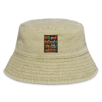 Bookcase Illustrato Library - Vintage Bucket Hat - vintage beige - Front