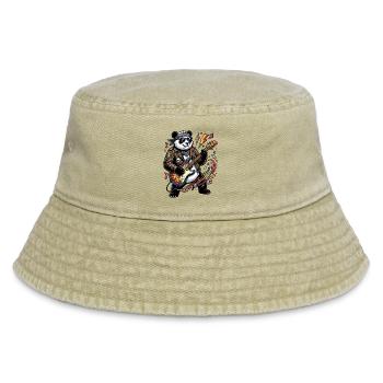Panda Gitarren-Rocker im Leder - Vintage Bucket Hat - Vintage Beige - Vorne