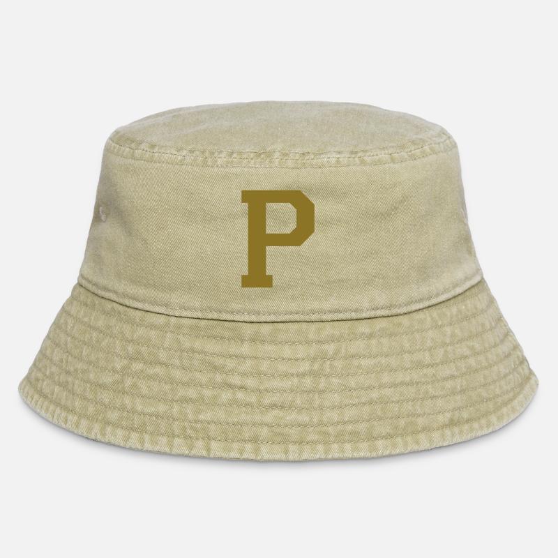 p - Buchstabe - Vintage Bucket Hat - Vintage Beige