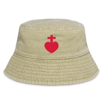 sacré cœur symbole vendéen croix amour - Bob vintage - beige vintage - Devant