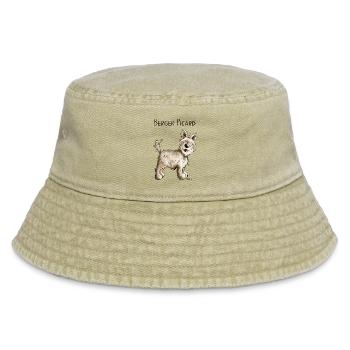 Happy Berger Picard - Hund - Dog - Comic - Vintage Bucket Hat - Vintage Beige - Vorne