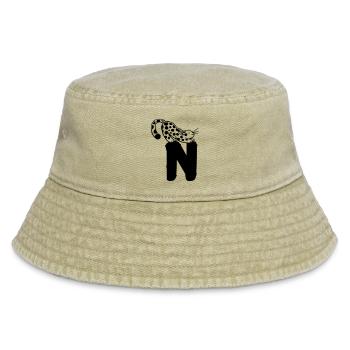 Katze Buchstabe N - Vintage Bucket Hat - Vintage Beige - Vorne