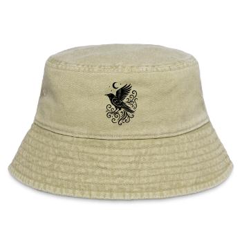 Rauhnächte Rabe mit Mond und Sternen - Vintage Bucket Hat - Vintage Beige - Vorne