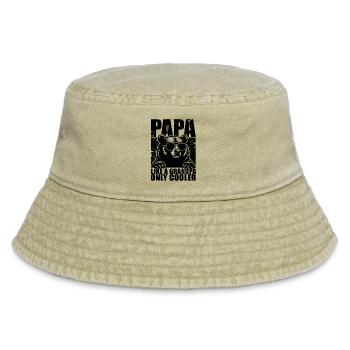 Papa Like A Grandpa Only Cooler Cool Bear - Vintage Bucket Hat - vintage beige - Front