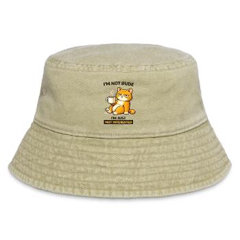 Mürrische Katzenkaffee-Einstellung - Vintage Bucket Hat - Vintage Beige - Vorne