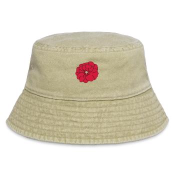 Rote Pfingstrose, Garten, Blume - Vintage Bucket Hat - Vintage Beige - Vorne