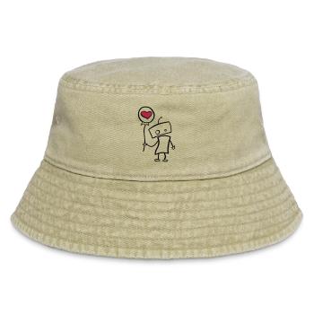 Verliebter Roboter mit Herz - Vintage Bucket Hat - Vintage Beige - Vorne