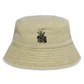 Odin auf dem Thron schwarz - Vintage Bucket Hat - Vintage Beige - Vorne