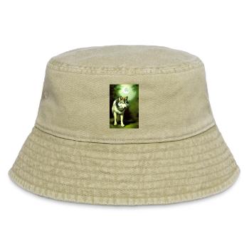 Wolf und Mond - Vintage Bucket Hat - Vintage Beige - Vorne