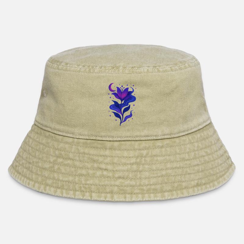 Midnight Bloom Galaxy Flower - Vintage Bucket Hat - vintage beige