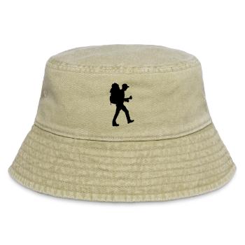 Backpacker silhouette - Vintage Bucket Hat - vintage beige - Front