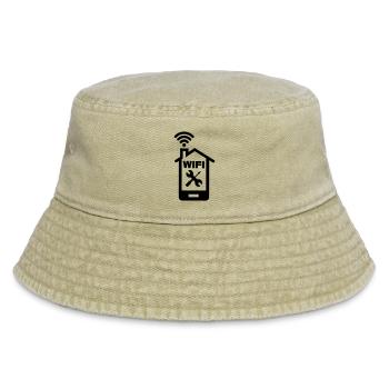 Smartphone Home Logo Home WIFI mit Tools - Vintage Bucket Hat - Vintage Beige - Vorne