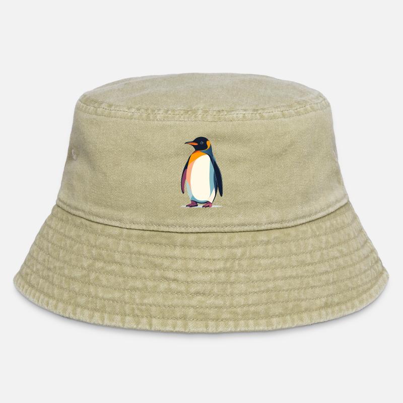 abstrakter Pinguin steht auf Eis Vektor Grafik - Vintage Bucket Hat - Vintage Beige