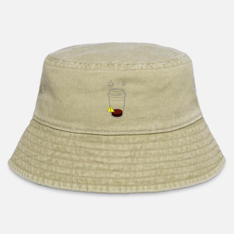 Warning Coffee Low - Vintage Bucket Hat - Vintage Beige
