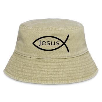 Jésus poisson noir Ichthys poisson poisson poisson - Bob vintage - beige vintage - Devant