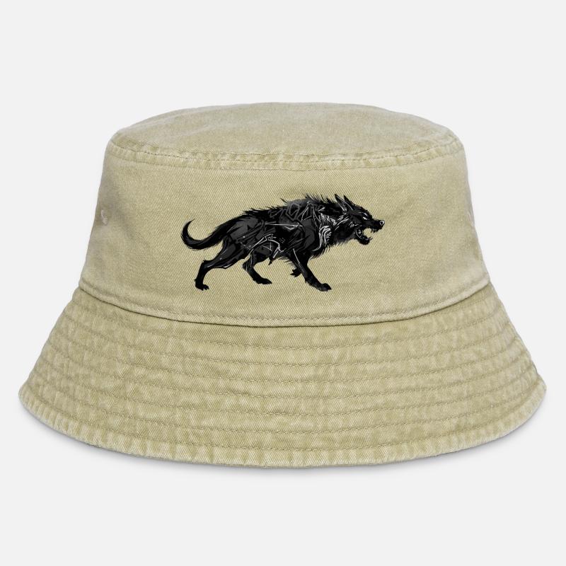 Wolf - Vintage Bucket Hat - Vintage Beige