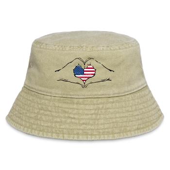 Drapeau des États-Unis en forme de coeur utilisé - Bob vintage - beige vintage - Devant