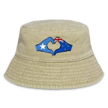 Drapeau de la Nouvelle-Zélande Mains Forme de cœur - Bob vintage - beige vintage - Devant