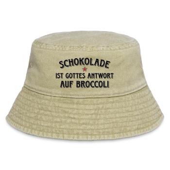 Schokolade Gottes Antwort auf Broccoli Kakao Süßes - Vintage Bucket Hat - Vintage Beige - Vorne