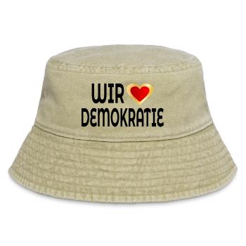 WIR LIEBEN DEMOKRATIE - Vintage Bucket Hat - Vintage Beige - Vorne
