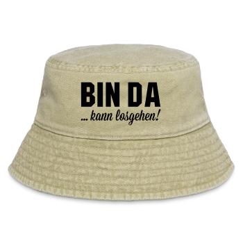 Bin da kann losgehen - Vintage Bucket Hat - Vintage Beige - Vorne