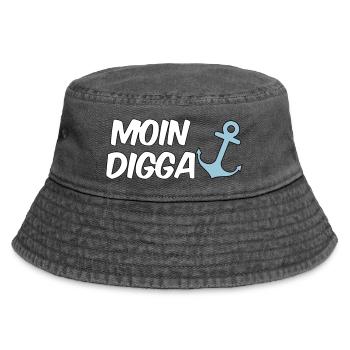Moin Digga Hamburg - Vintage Bucket Hat - Vintage Schwarz - Vorne