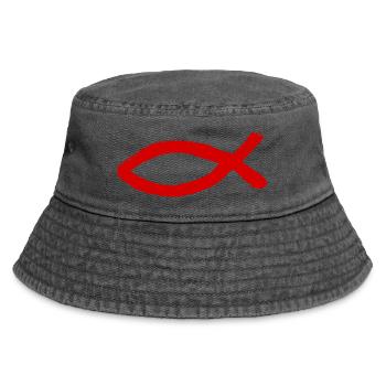 Jesus fish Ichthys fish fish - Vintage Bucket Hat - vintage black - Front