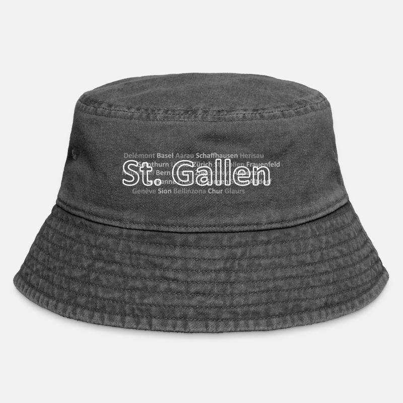 Schweizer Städte St Gallen - Vintage Bucket Hat - Vintage Schwarz
