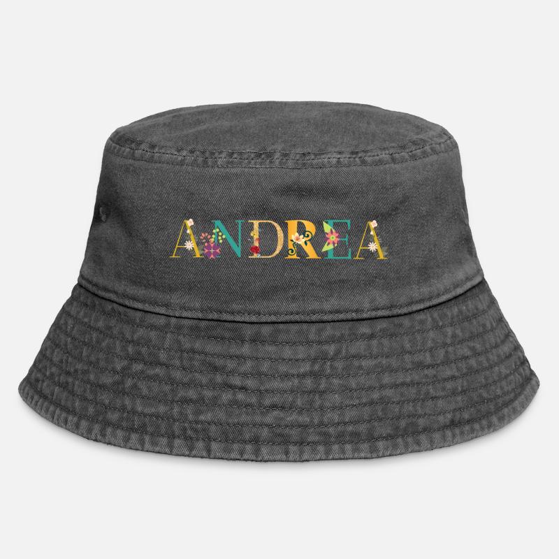 Le nom d’ANDREA est orné de fleurs - Bob vintage - noir vintage