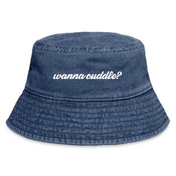 want to cuddle? - Vintage Bucket Hat - vintage denim - Front