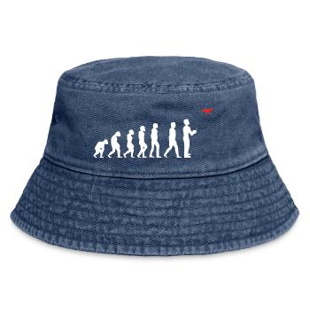Evolution des Menschen Drohne Pilot - Vintage Bucket Hat - Vintage Denim - Vorne