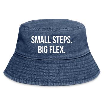 SMALL STEPS. BIG FLEX. | Greyline Official - Vintage Bucket Hat - vintage denim - Front