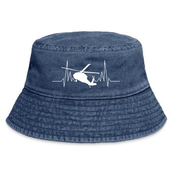 Helicopter Heartbeat Helicopter - Vintage Bucket Hat - vintage denim - Front