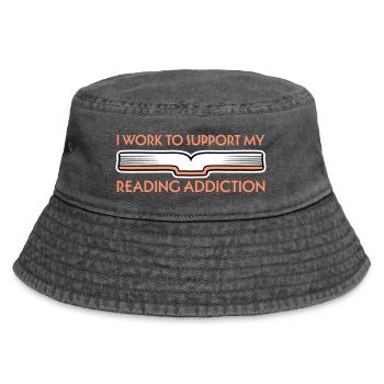 I Work To Support My Reading Addiction Bücher Logo - Vintage Bucket Hat - Vintage Schwarz - Vorne