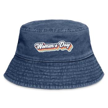Rainbow Retro Womens Day Graphic - Vintage Bucket Hat - vintage denim - Front
