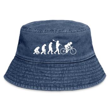 Evolution der weiblichen Silhouette der weiblichen Silhouette der Frau beim Radfahren - Vintage Bucket Hat - Vintage Denim - Vorne