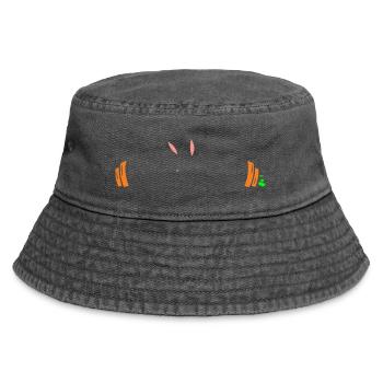 Hase Karotten Hantel Gewichte - Vintage Bucket Hat - Vintage Schwarz - Vorne