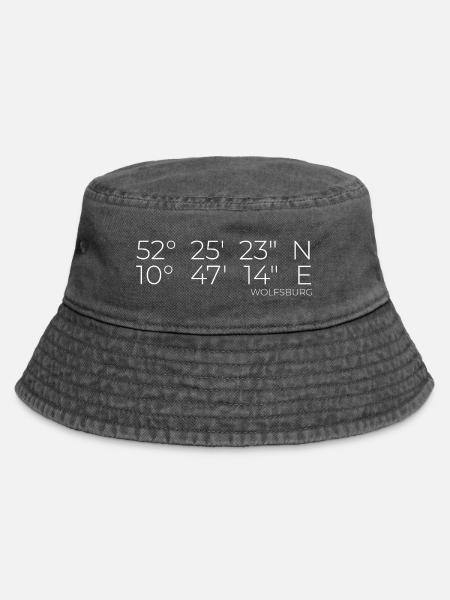 Koordinaten Wolfsburg - Vintage Bucket Hat - Vintage Schwarz