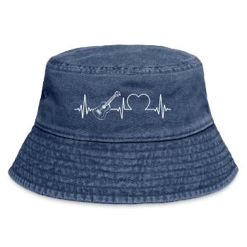 Hawaiian Ukulele Uke Heartbeat - Vintage Bucket Hat - Vintage Denim - Vorne