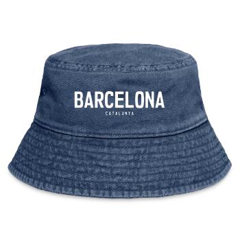Barcelona Bold Typographic Emblem - Vintage Bucket Hat - vintage denim - Front