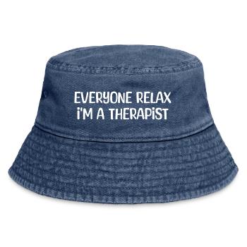 Alle entspannt euch, ich bin Therapeut, Retro-Humor - Vintage Bucket Hat - Vintage Denim - Vorne
