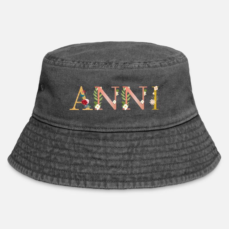 Nom ANNI décoré de fleurs - Bob vintage - noir vintage