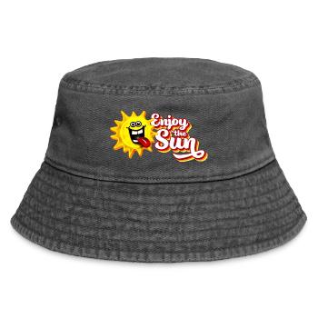 Enjoy the sun / Summer feeling / Retro-Look - Vintage Bucket Hat - Vintage Schwarz - Vorne